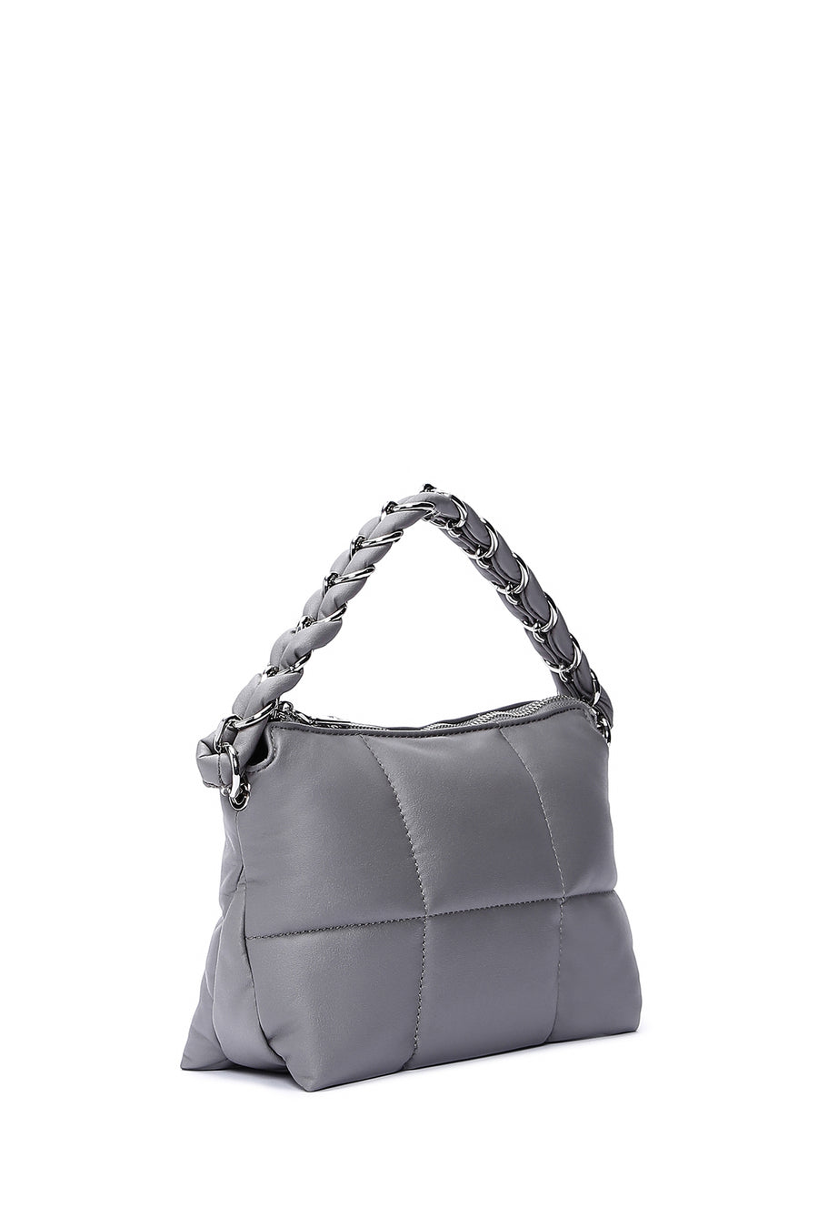 Women's Gray Quilted Crossbody Bag