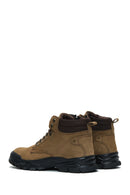 Men's Beige Nubuck Leather Casual Zippered Boots | Derimod