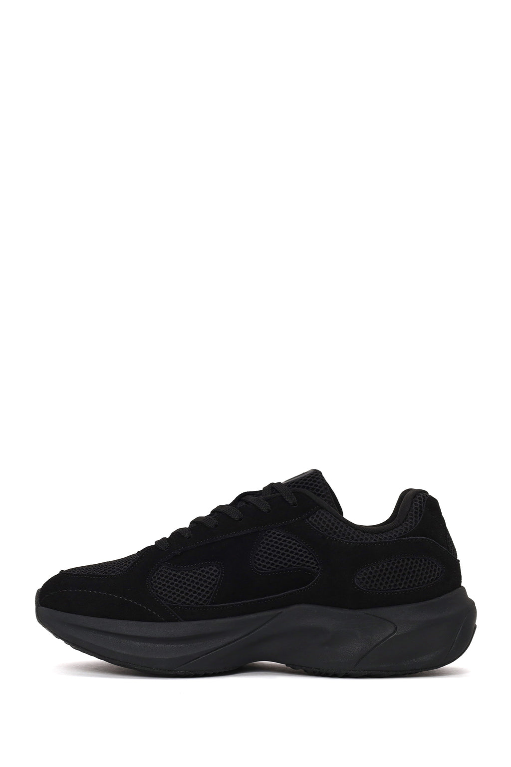Erkek Siyah Bağcıklı Kalın Tabanlı Kumaş Sneaker