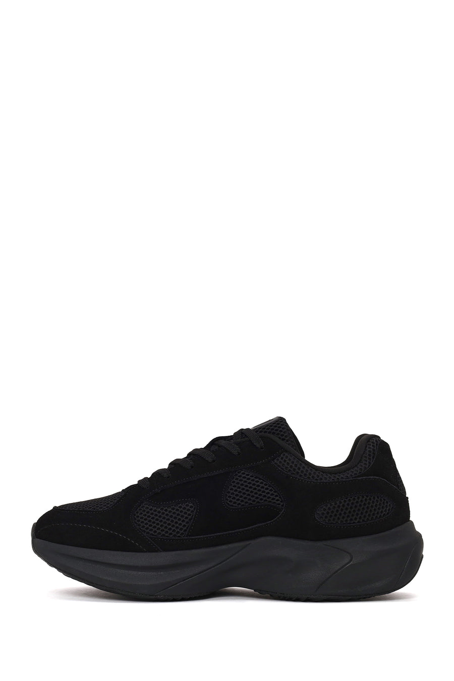 Erkek Siyah Bağcıklı Kalın Tabanlı Kumaş Sneaker