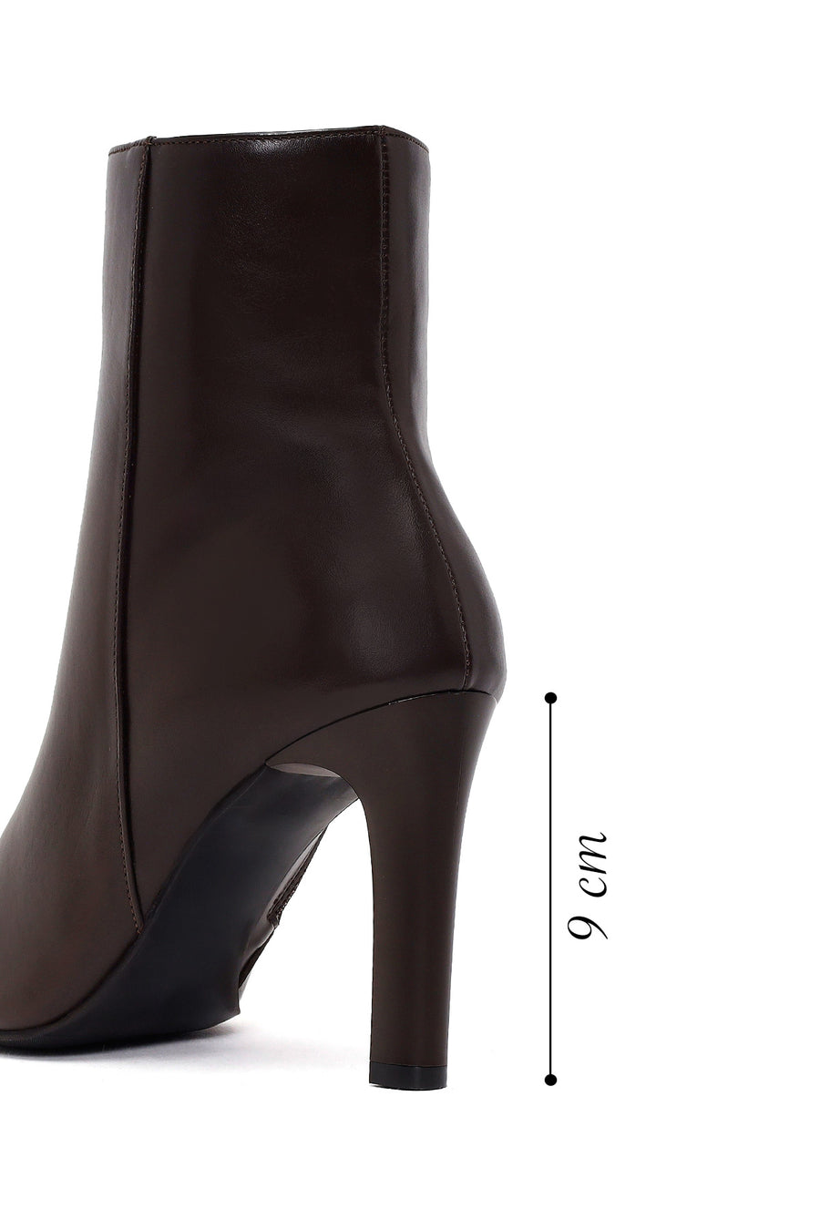 Woman Brown Zip Closure Thin High-Heel Leather Boots