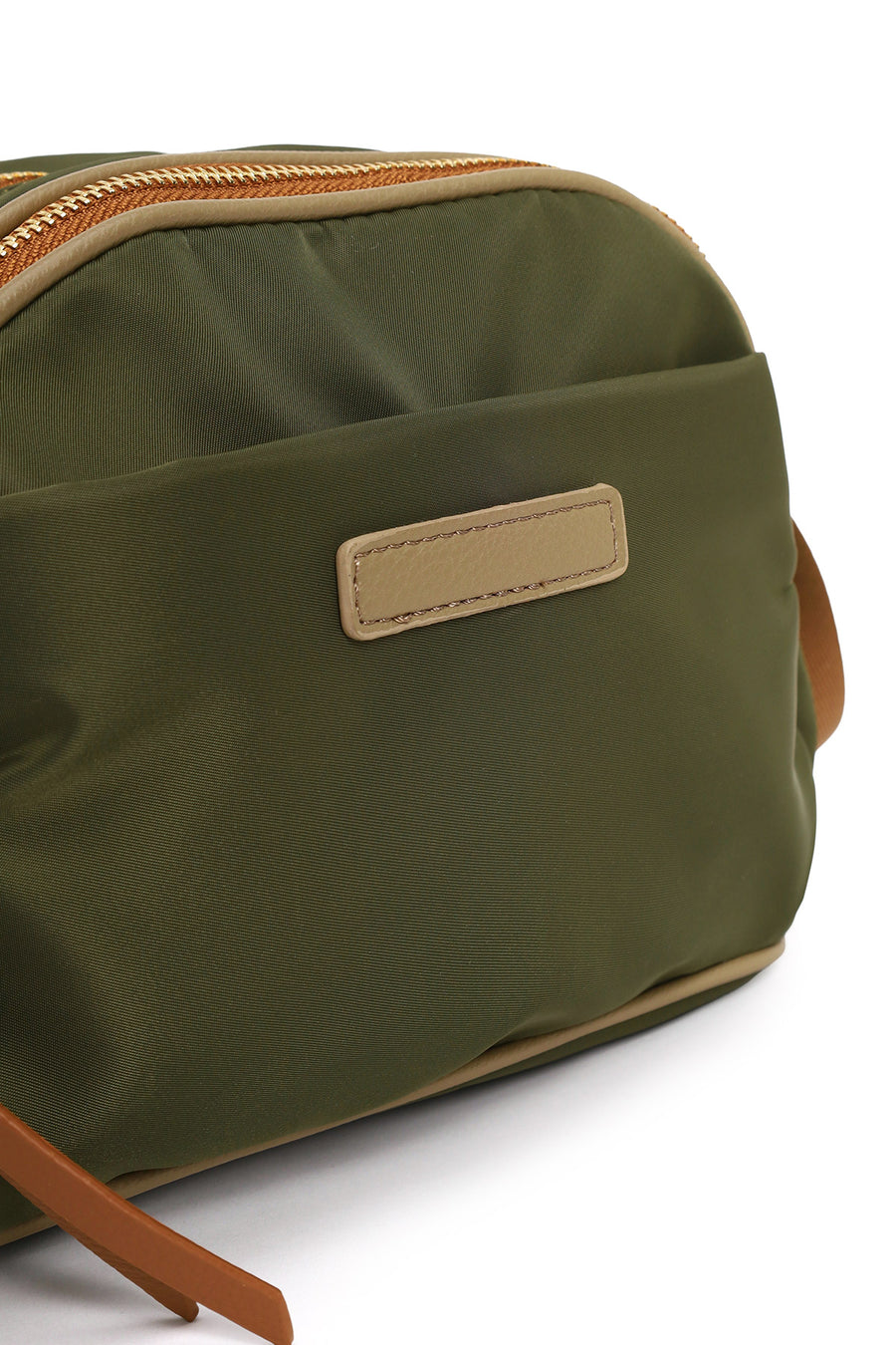 Woman Khaki Fabric Crossbody Bag