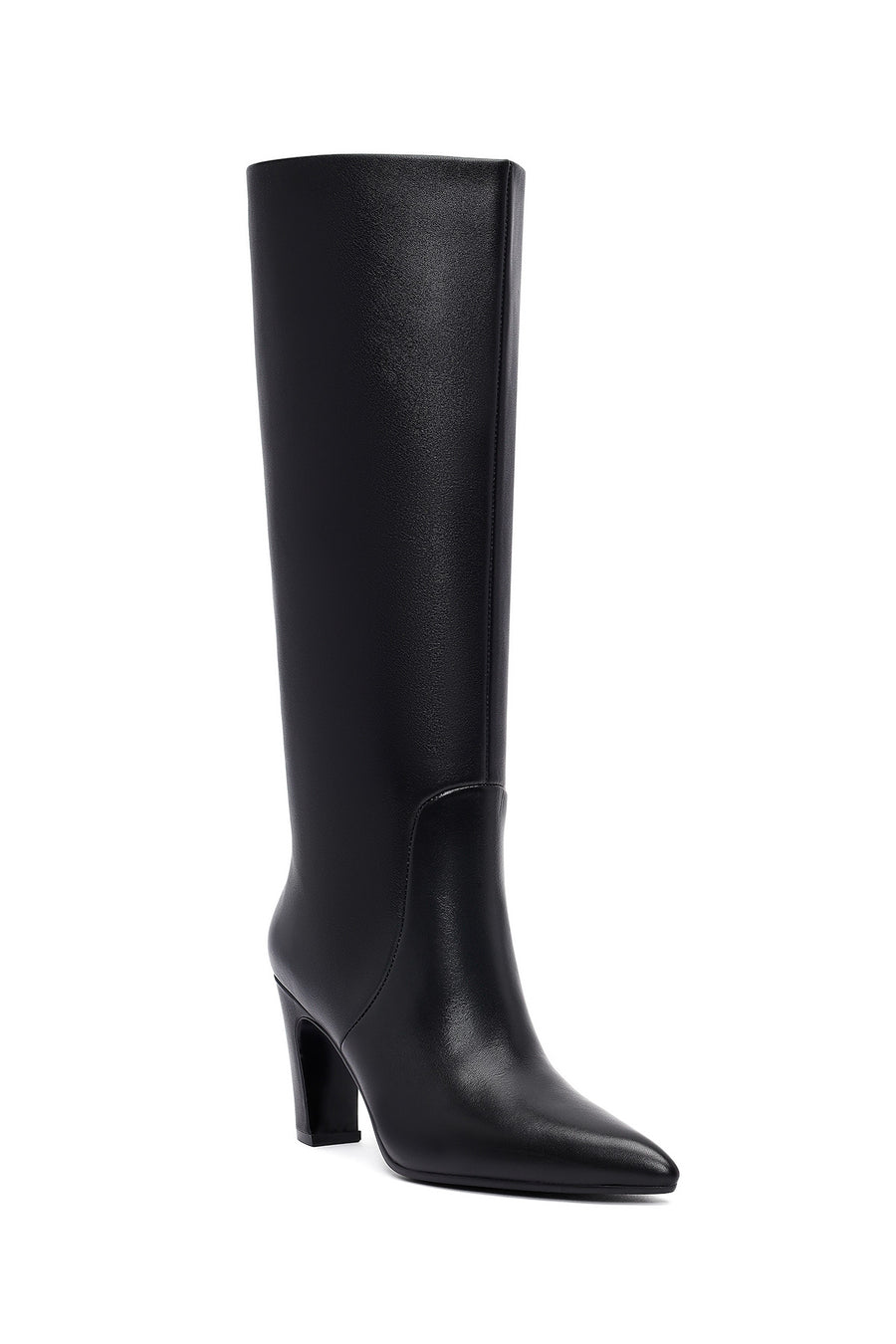 Women's Black Thick Heeled Leather Boot