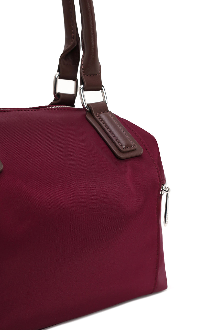 Woman Burgundy Long-Strap Fabric Shoulder Bag