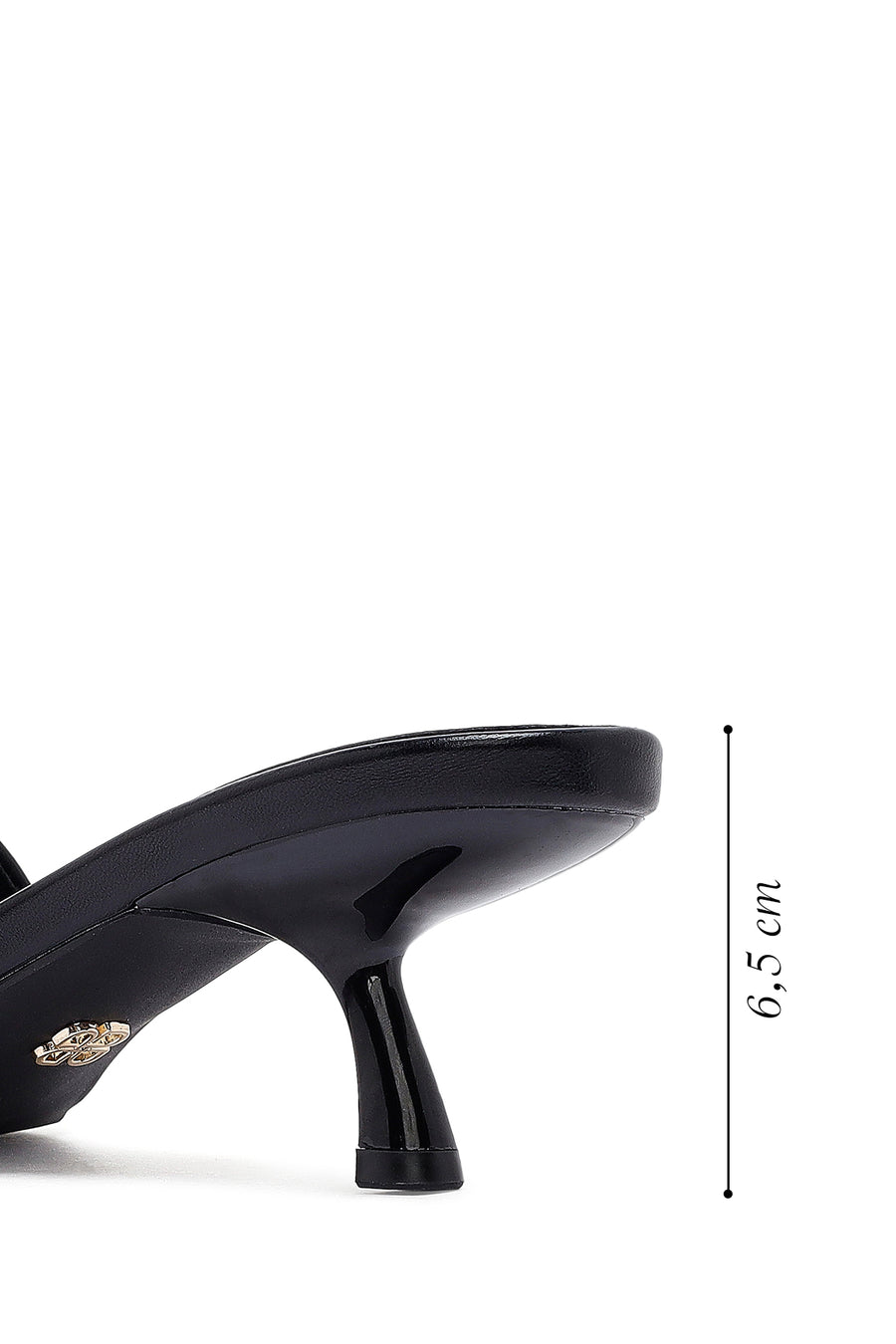 Women's Black Thin Short Heeled Slippers