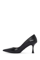 Women's Black Thin Heeled Leather Stiletto | Derimod