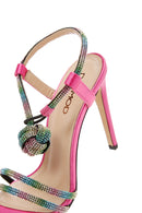 Women's Pink Stone Thin Heel Sandals | Derimod