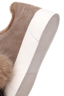 Kadın Vizon Bağcıklı Charmlı Süet Deri Teddy Sneaker | Derimod