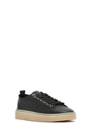 Erkek Siyah Bağcıklı Deri Sneaker | Derimod