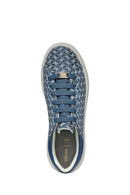 Geox Women's Blue D Spherica Ec4.D - Em. Tex + Sy Laced Patterned Thick Soled Sneaker | Derimod