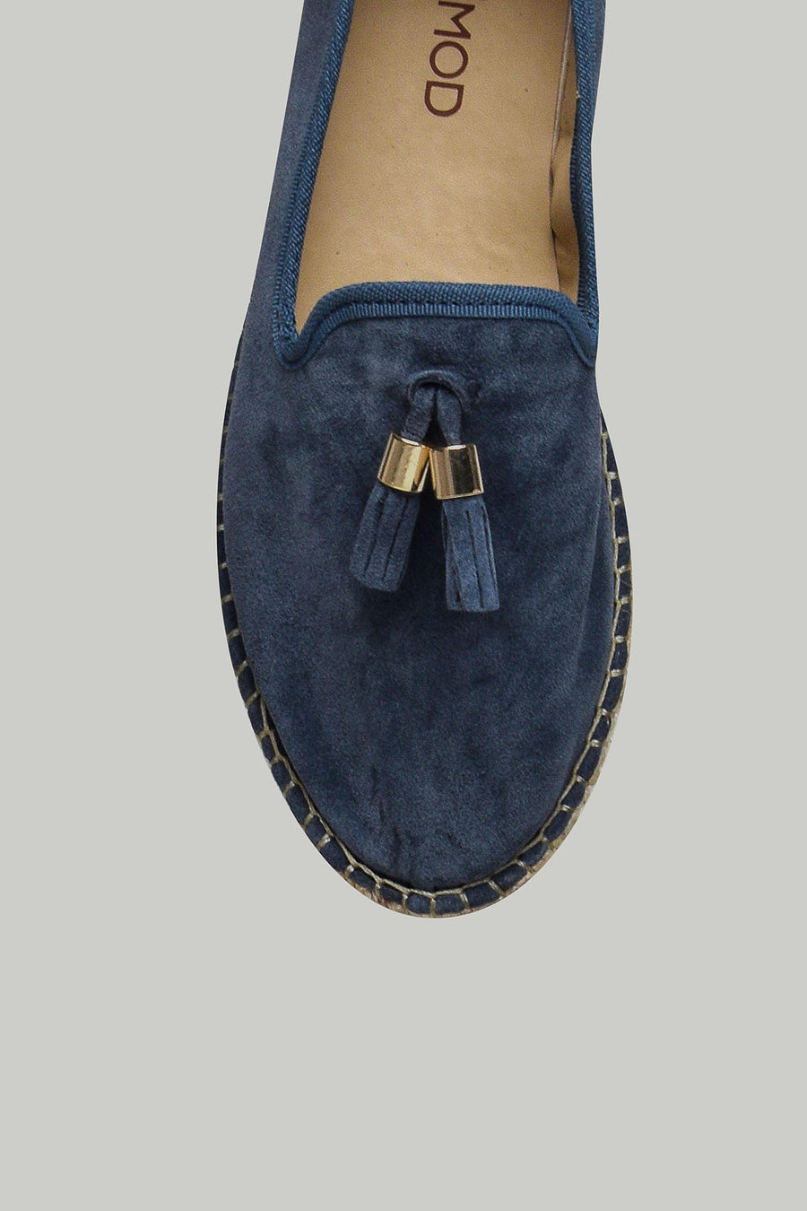Püskül Detaylı Saks Mavi Kadın Deri Espadril