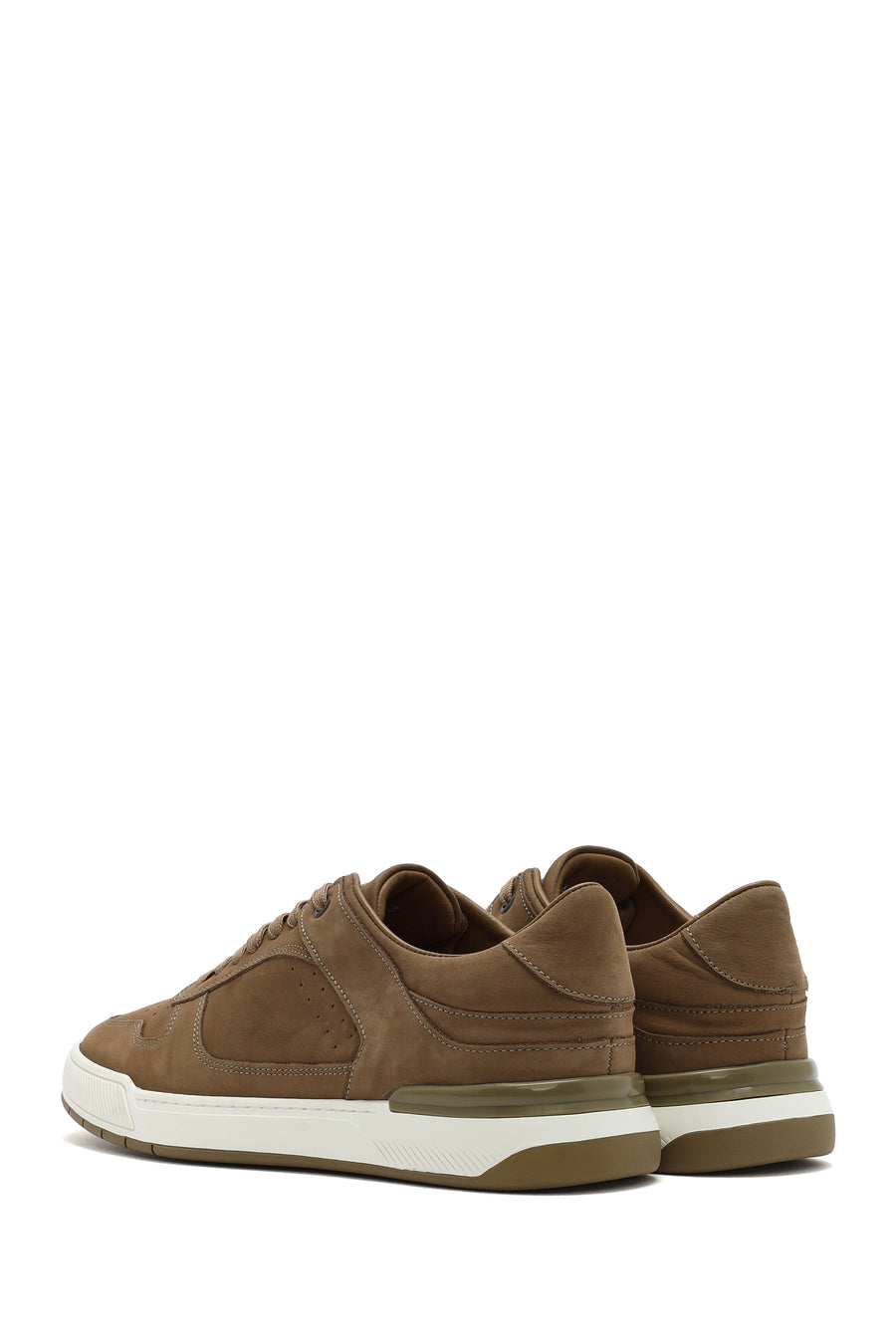 Men's Beige Lace-Up Nubuck Leather Sneaker