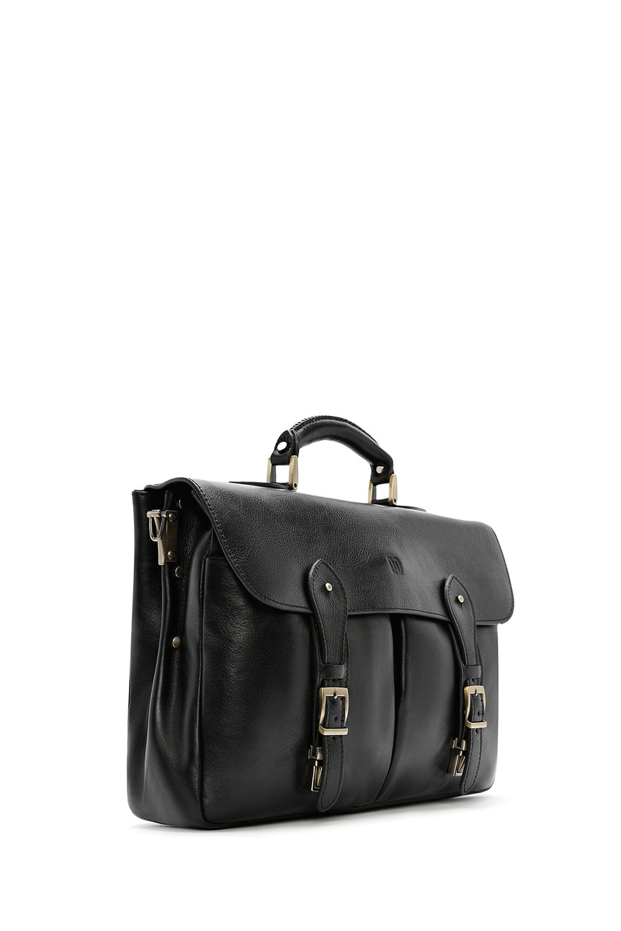 Men's Black Long Strap Leather Briefcase