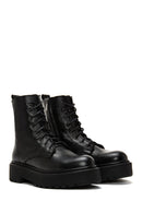 Women's Black Thick Soled Leather Boots | Derimod