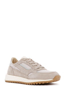 Women's Beige Lace-Up Suede Leather Sneaker | Derimod