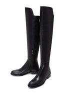 Women's Black Zippered Leather Boots | Derimod