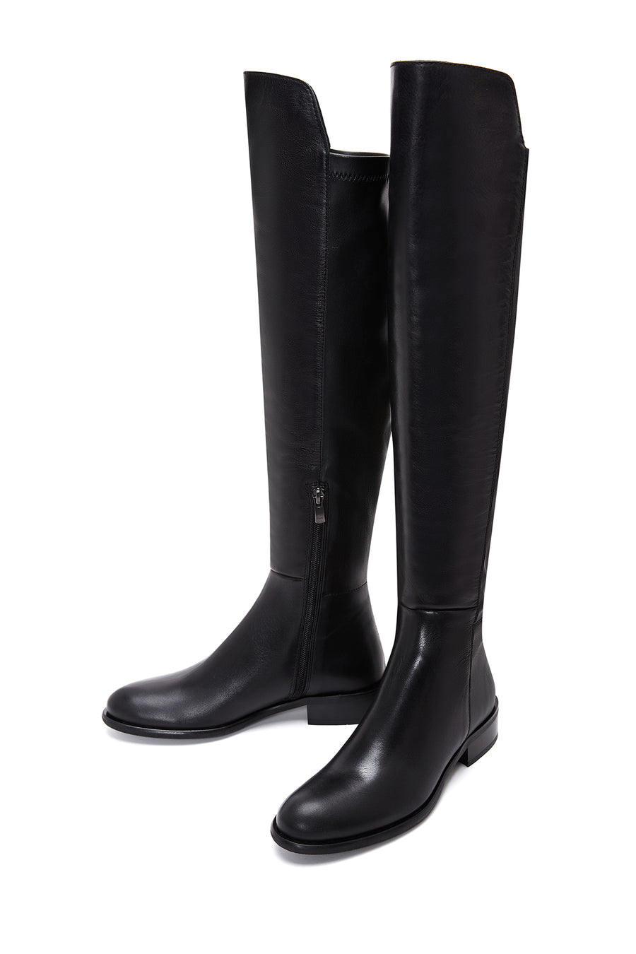 Women's Black Zippered Leather Boots