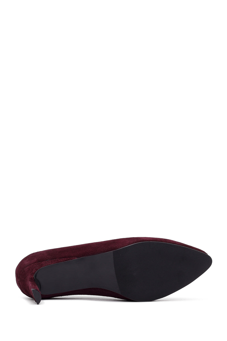 Women Burgundy Short Thin Heeled Suede Leather Stiletto