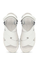 Camper Women's White Oruga Up Thick Soled Leather Sandals | Derimod