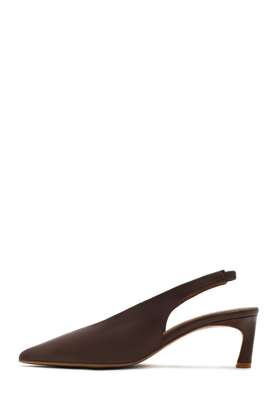 Women's Brown Slingback Elastic Low Heel Leather Shoes