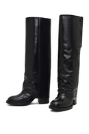 Women's Black Thick Heeled Leather Boot | Derimod