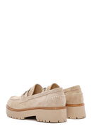 Women's Beige Thick Soled Suede Leather Masculine Loafer | Derimod