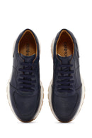 Men's Navy Blue Lace-Up Leather Sneaker | Derimod