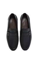 Men's Black Leather Buckle Classic Loafer | Derimod