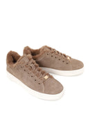 Woman Mink Lace-Up Charm Suede Teddy Leather Sneaker | Derimod