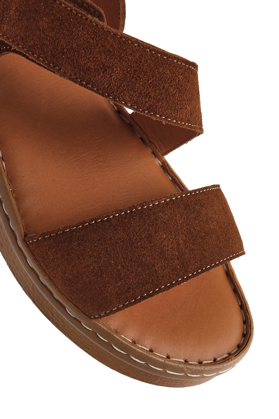 Women's Tan Suede Leather Comfort Sandals