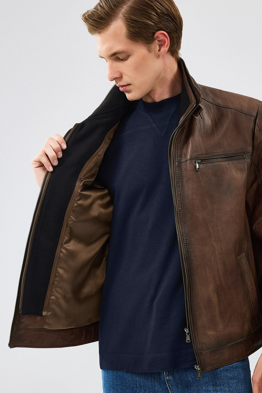 Mateo Men's Brown Leather Jacket