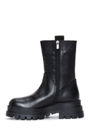 Women's Black Thick Soled Leather Boots | Derimod