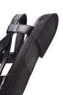 Kadın Siyah Çift Bantlı Deri Comfort Sandalet | Derimod