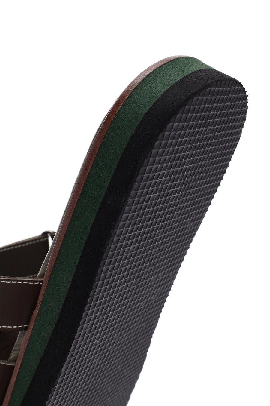 Women's Green Leather Comfort Slippers