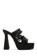 Women's Black Platform High Heel Slippers | Derimod