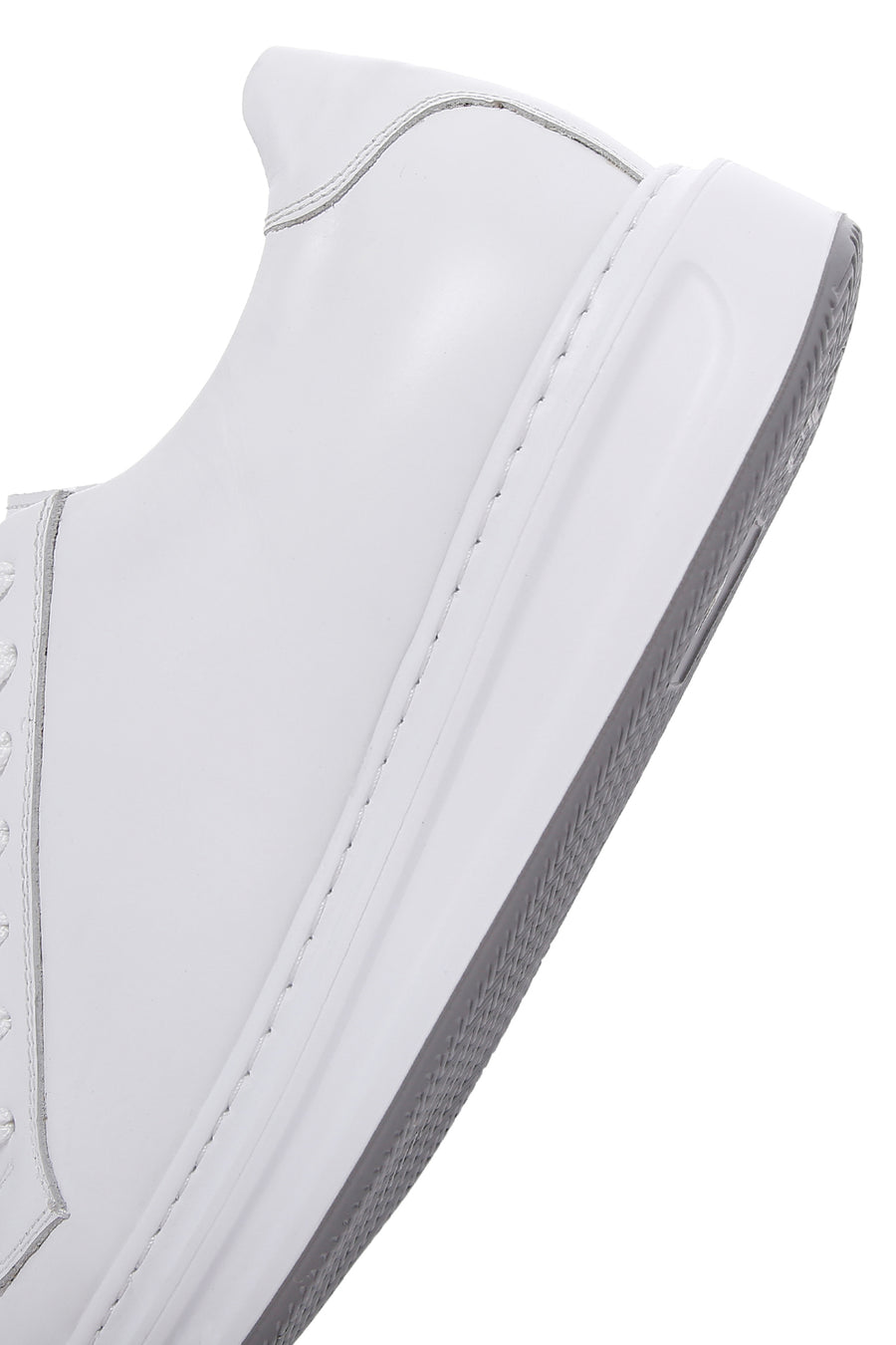 Men's White Leather Thick Soled Sneaker