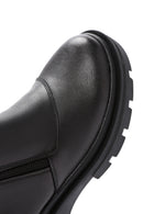 Women's Black Leather Zippered Comfort Boots | Derimod