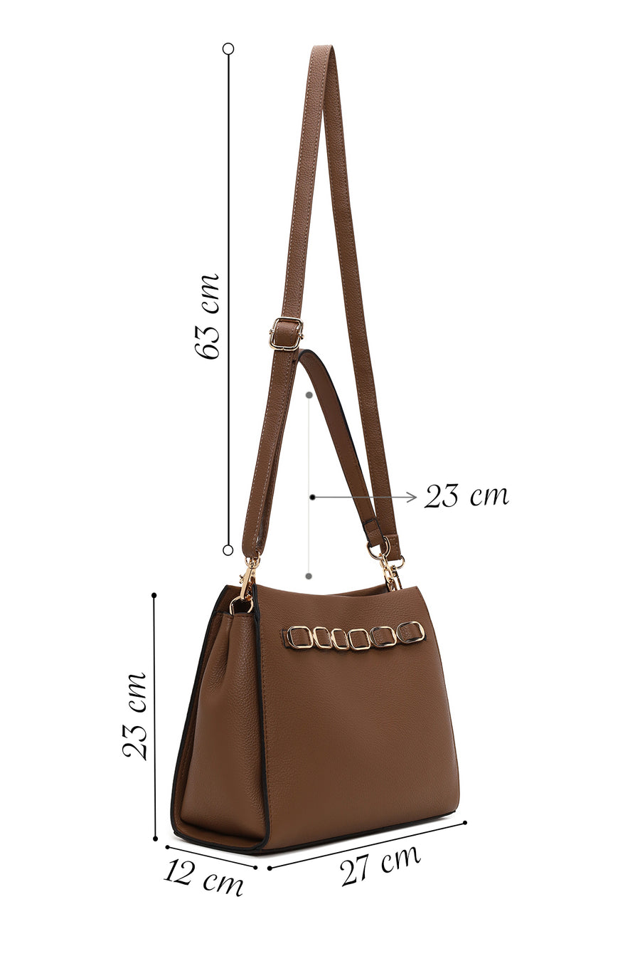 Woman Brown Long-Strap Classic Shoulder Bag
