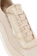 Women's Beige Lace-Up Leather Comfort Shoes | Derimod