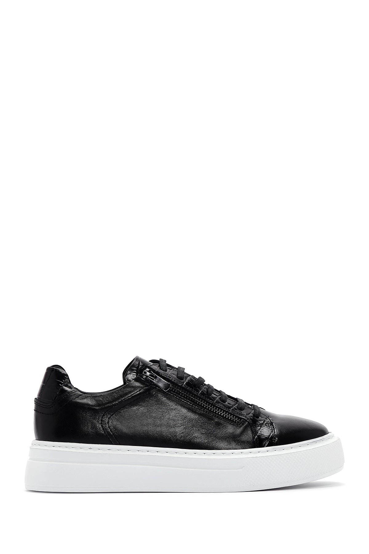 Men's Black Leather Thick Soled Sneaker 23SFD612818 | Derimod