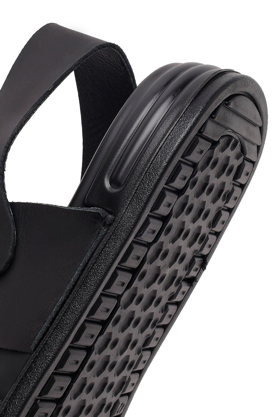 Men's Black Strapped Nubuck Leather Sandals