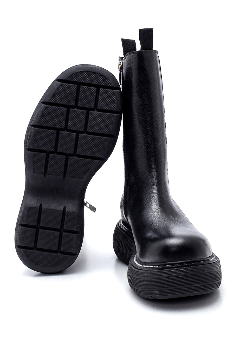 Women's Leather Thick Soled Long Chelsea Boots