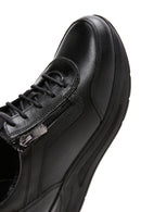 Women's Black Thick Sole Leather Casual Sneaker | Derimod