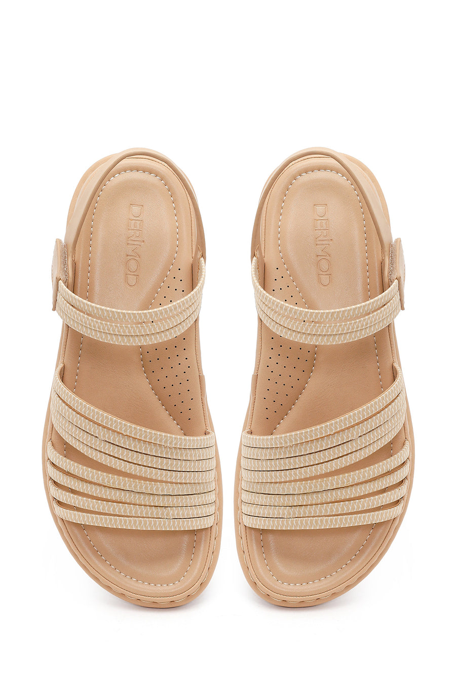 Women's Beige Thick-Sole Comfort Sandals