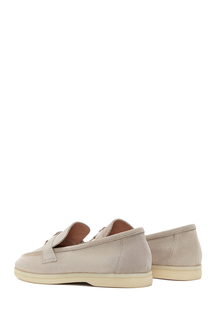 Kadın Bej Süet Deri Maskülen Loafer