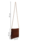 Woman Brown Suede Clutch Bag with Long Chain Strap | Derimod
