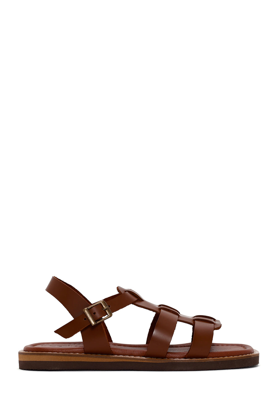 Women's Brown Ankle Strap Leather Sandals 25SFD360918 | Derimod
