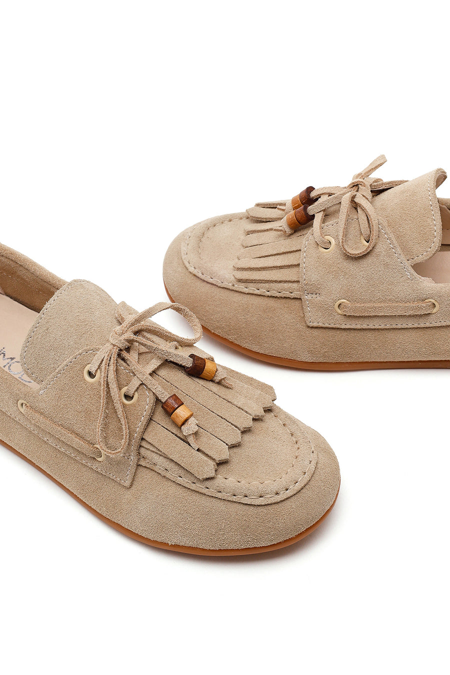 Women's Beige Tassel Suede Leather Loafer