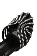 Women's Black Stone Thin Heel Sandals | Derimod