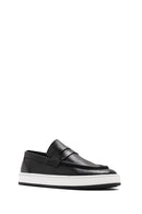 Men's Black Sport Leather Loafer | Derimod